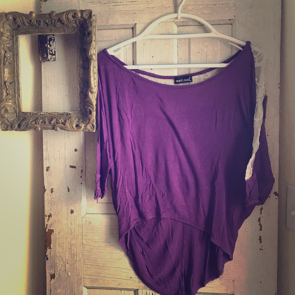 3/4 sleeve lace, high low shirt